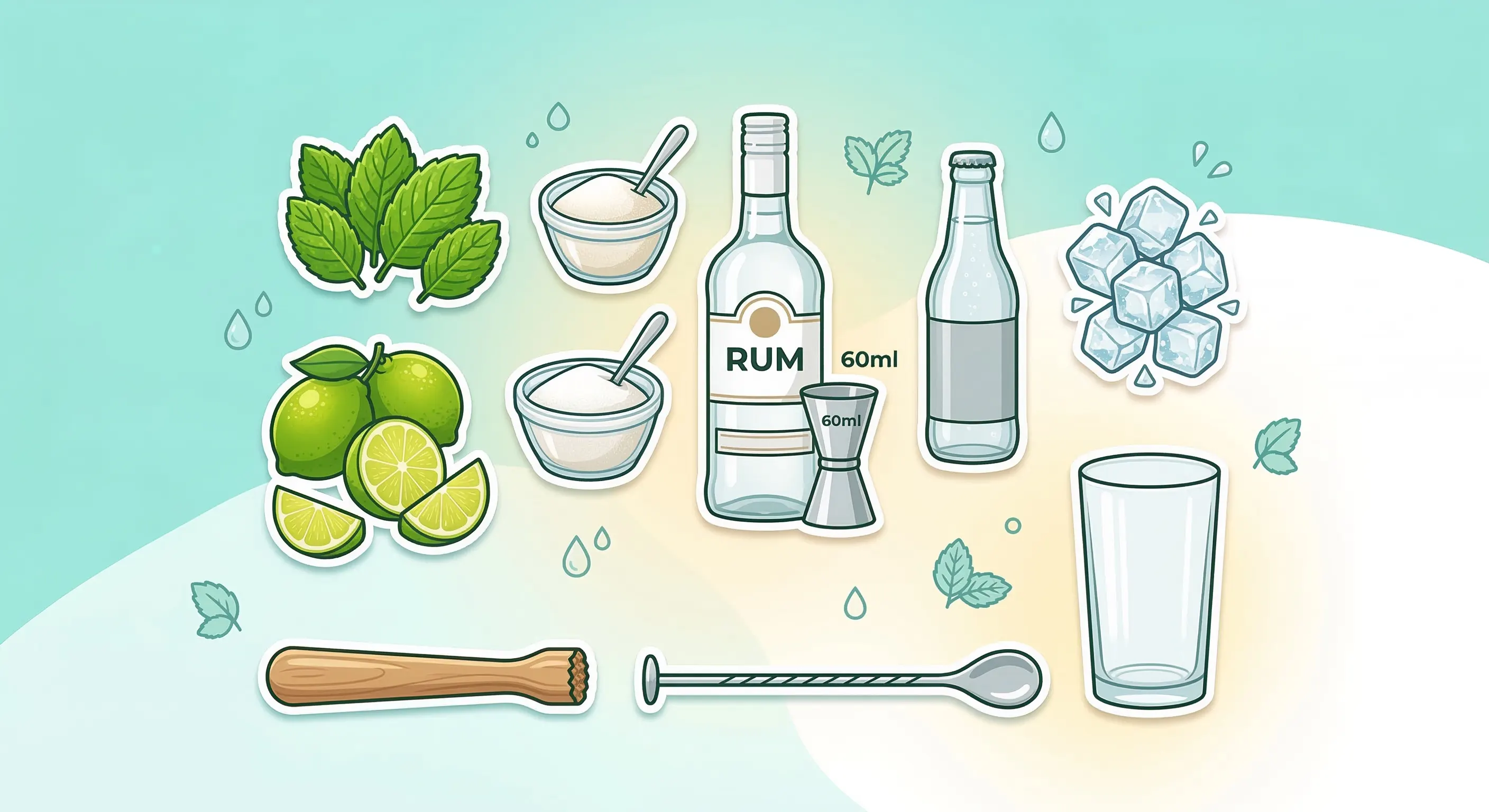 Classic mojito cocktail ingredients list