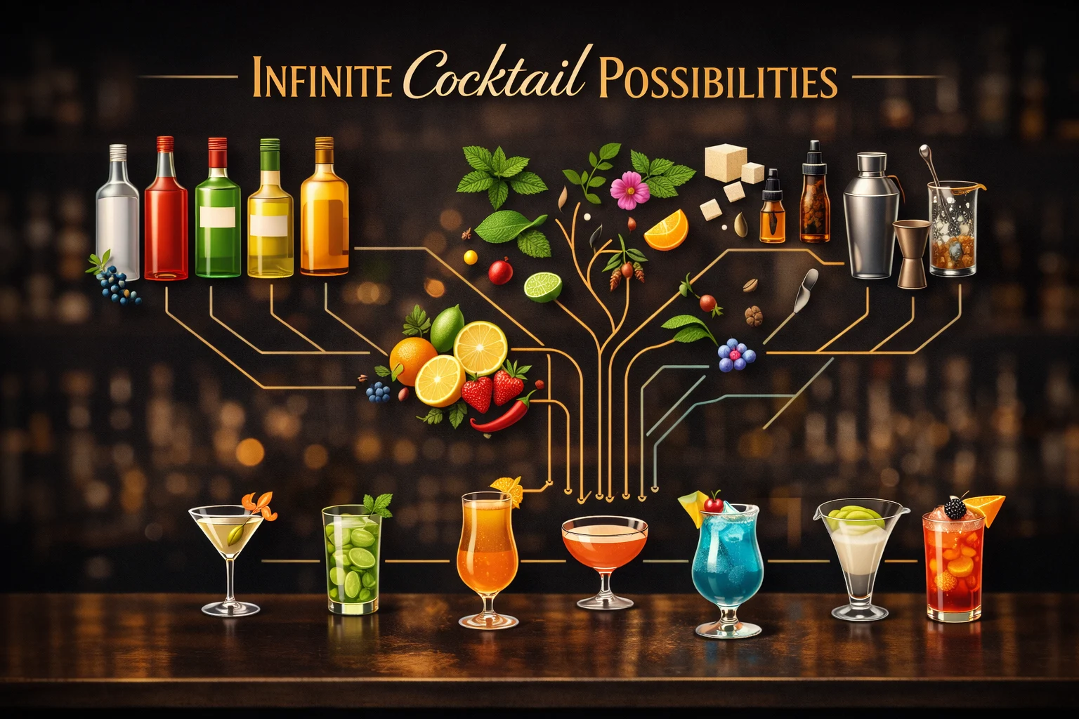 Cocktail creativity and mixology infographic