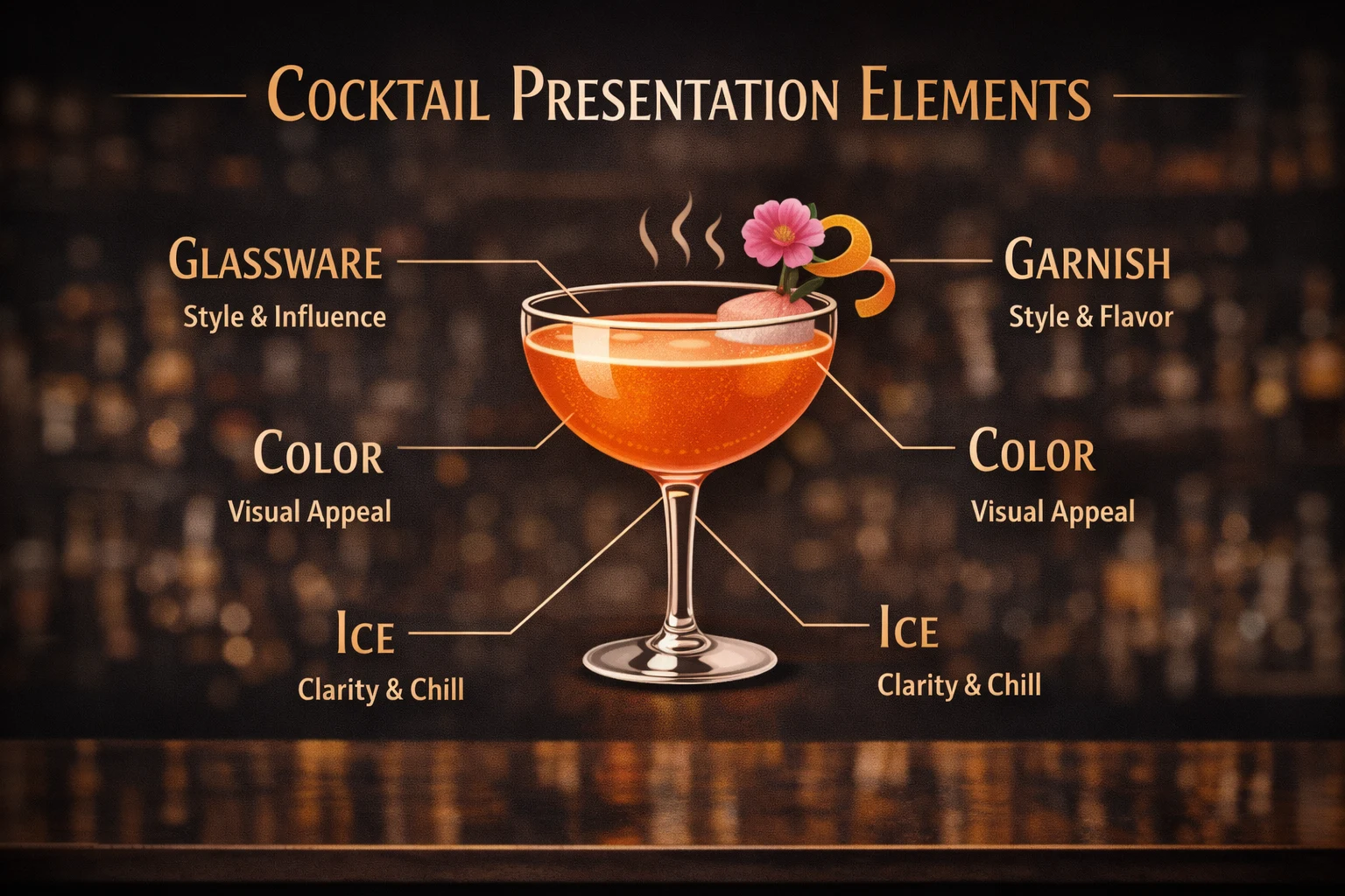 Cocktail presentation elements infographic