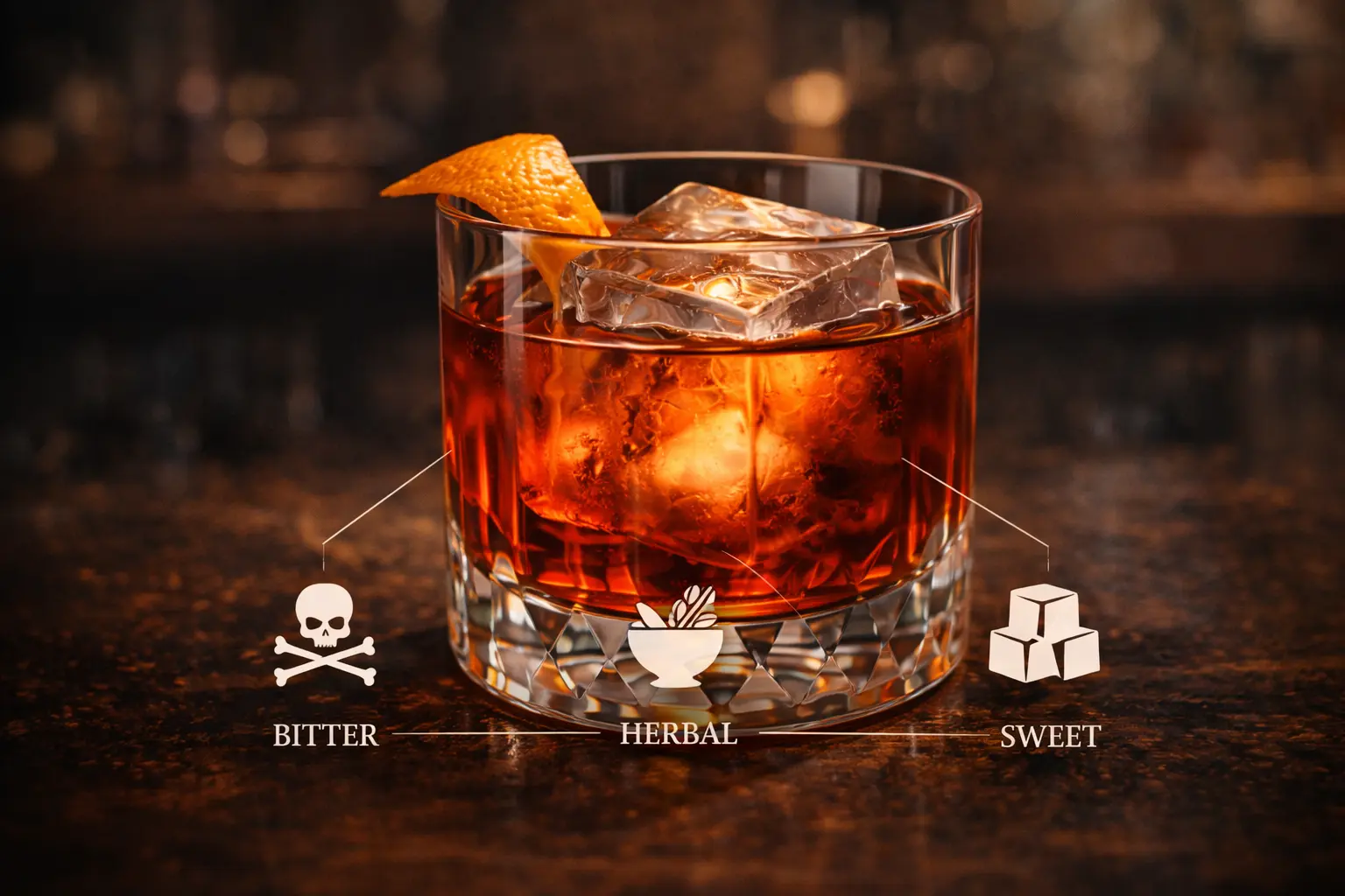 Negroni 1:1:1 ratio infographic
